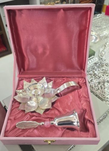 Handcrafted Aluminium Bell Diya Set
