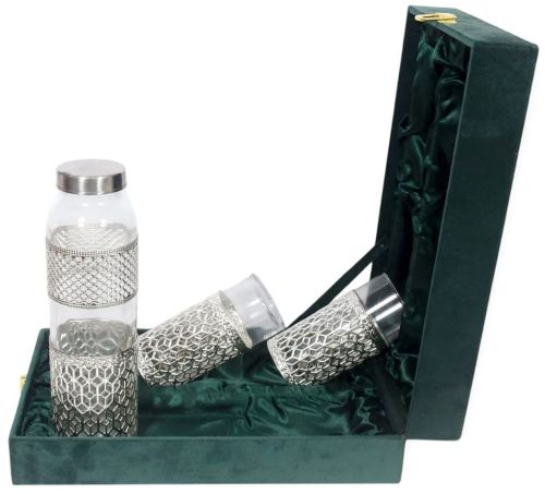 Handcrafted German Silver Plated Glass Bottle Set