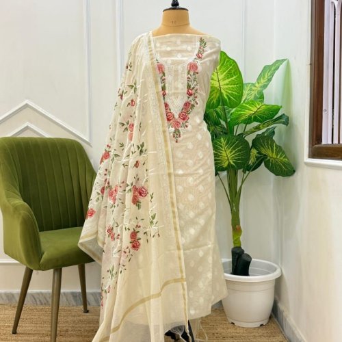 Banarasi Cotton Chanderi Silk Suit Set