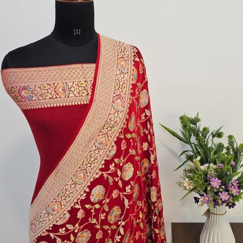 Pure Khaddi Georgette Handloom Banarasi Saree