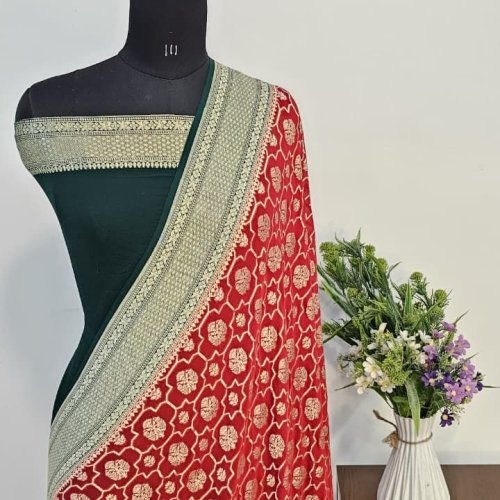 Banarasi Pure Khaddi Georgette Bandhani Silk Saree