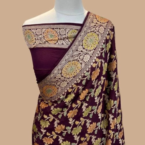 Pure Banarasi Chiffon Silk Brushdye Silk Saree