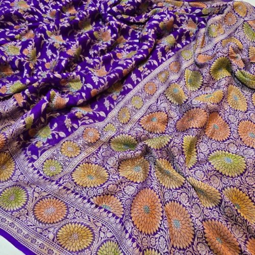 Pure Chiffon Georgette Banarasi Handloom Saree