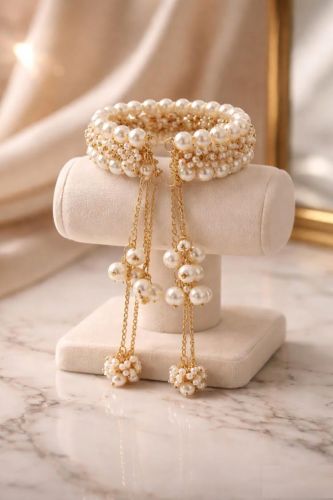 Pearl Beaded Adjustable Bridal Bracelet