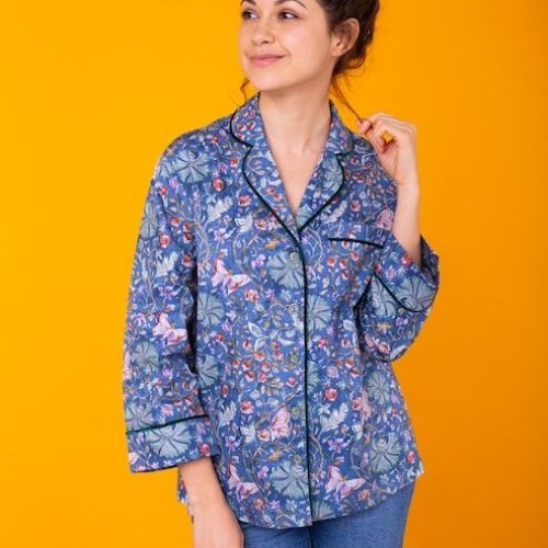 Ladies Blue Floral Night Suit