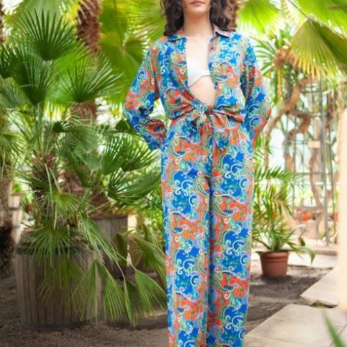 Ladies Blue Paisley Casual Wear Co Ord Set