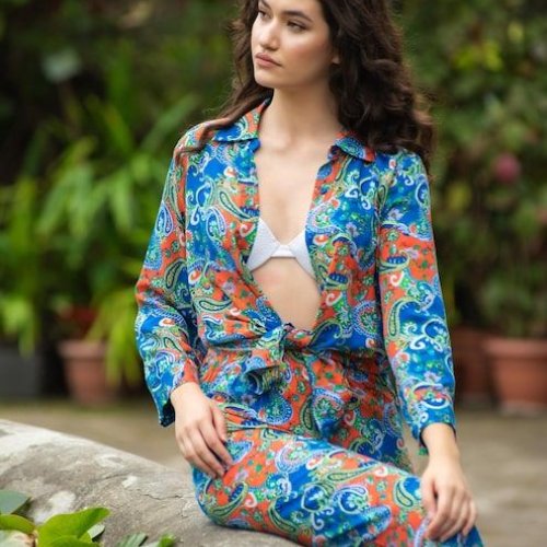 Ladies Boho Paisley Printed Beach Co-Ord Set