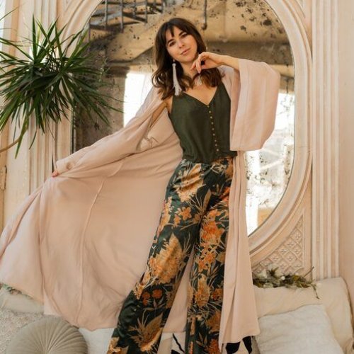 Ladies Chic Floral Palazzo Shrug Co-Ord Set