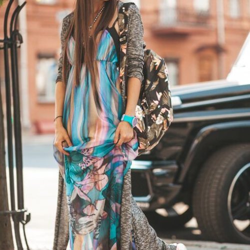 Ladies Multi Color Casual Wear Maxi Dress
