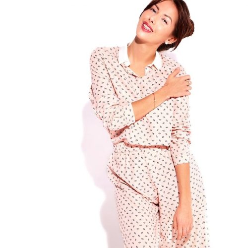 Ladies Pink Printed Lounge Wear Co Ord Set