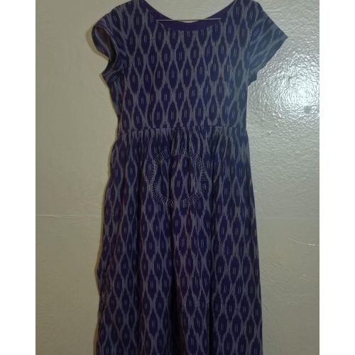 Dark Blue Georgette Printed Ladies Frock