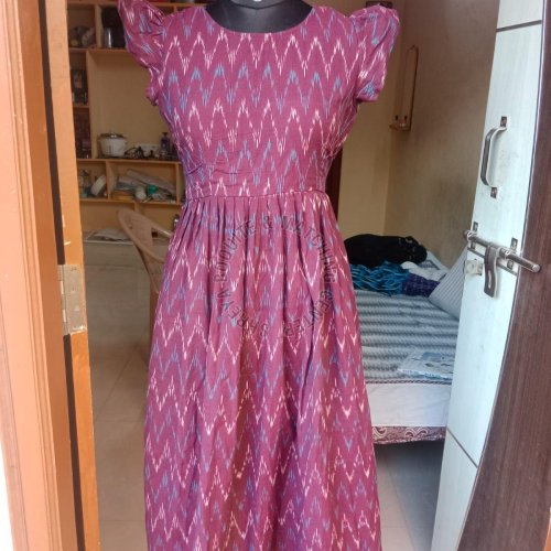 Pink Party Wear Printed Frock