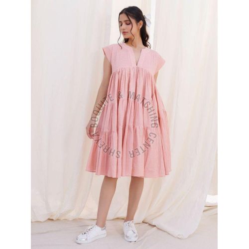 Short Sleeveless Printed Ladies Frock