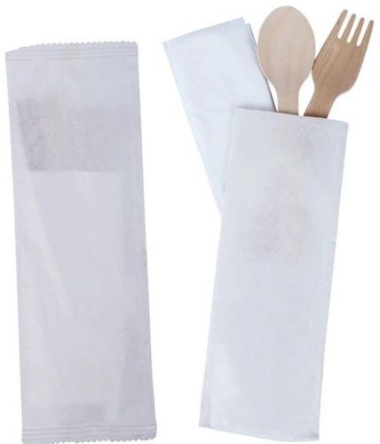 White Paper Cutlery Pouch