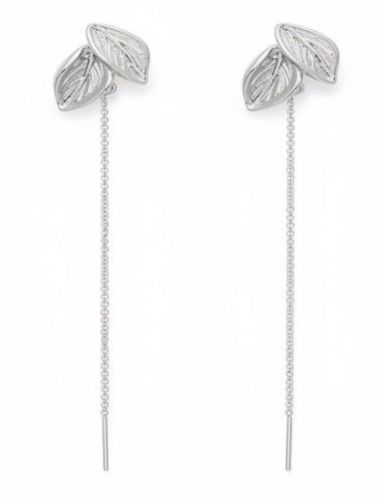 Elegant Silver Leaf Drop Earrings