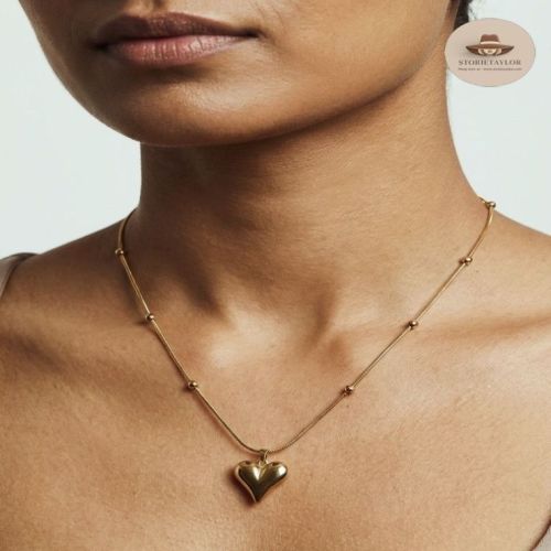Gold Plated Stainless Steel Heart Pendant Necklace
