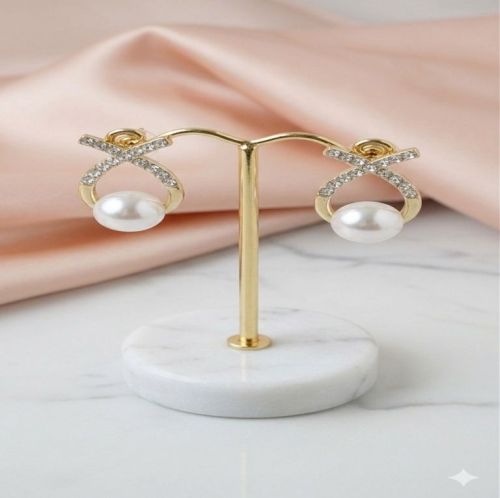 Golden Round Korean Stud Earrings