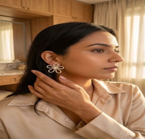 Pearl Flower Statement Earrings