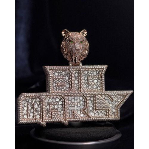 s925 tiger head moissanite diamond gold plated pendant