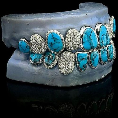 Turquoise and Diamond Grillz