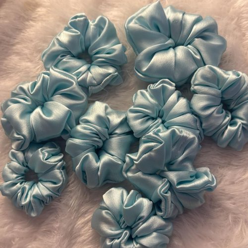Light Grey Satin Scrunchies