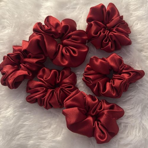 Maroon Satin Scrunchies