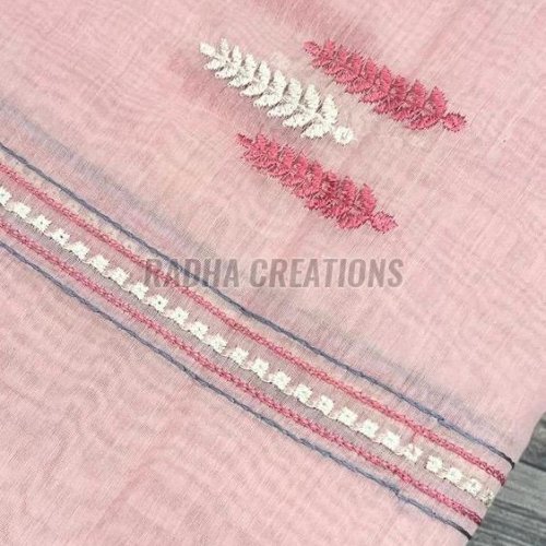 Blush Pink Striped Floral Embroidery Fabric
