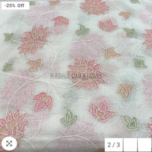 Blush Vine Floral Embroidered Designer Sheer Fabric