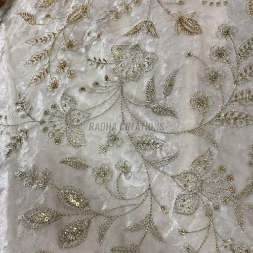 Champagne Golden Floral Embroidered Fabric