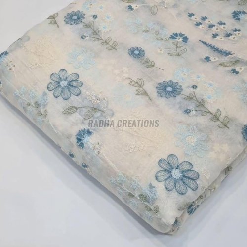 Cream Floral Embroidery Fabric