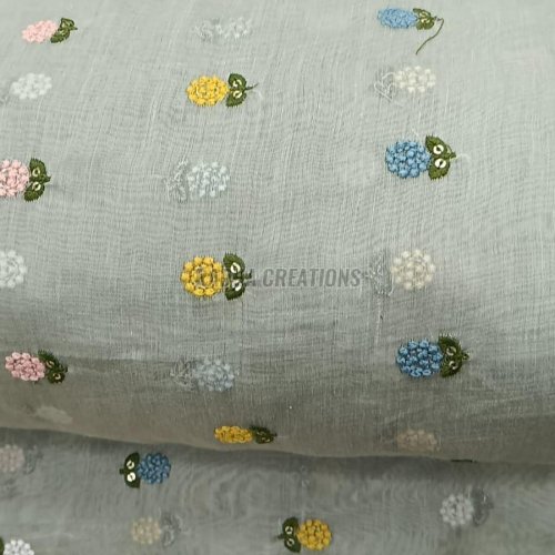 Designer Floral Butti Embroidery Fabric