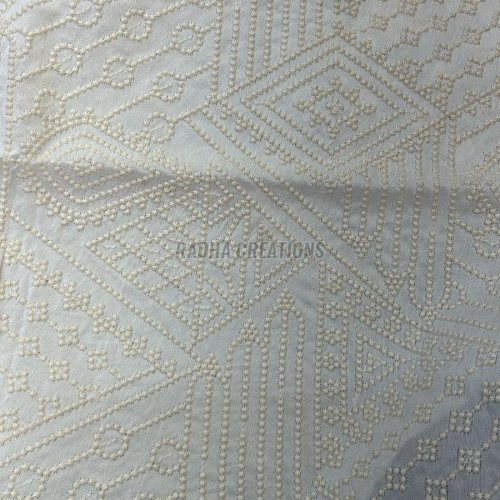 Designer Ivory Geometric Embroidered Fabric