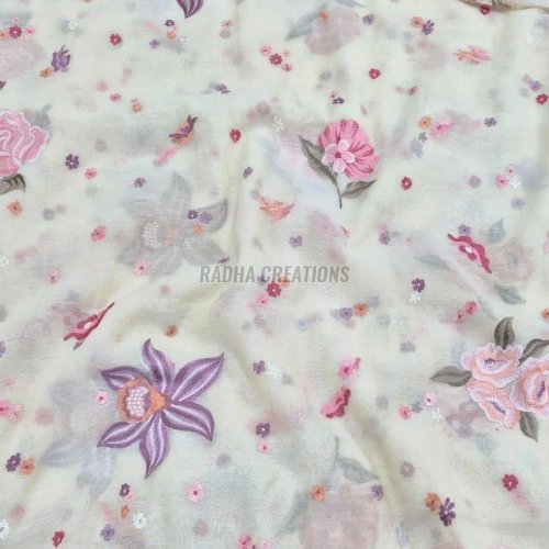 Designer Pastel Floral Embroidery Fabric