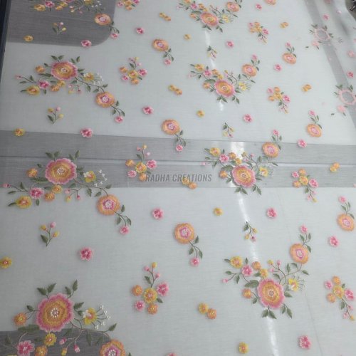 Designer Soft Floral Embroidery Fabric