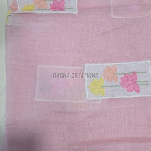 Elegant Floral Patch Embroidery Fabric