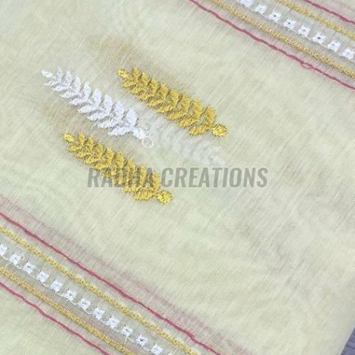 Lemon Yellow Stripe Embroidery Fabric