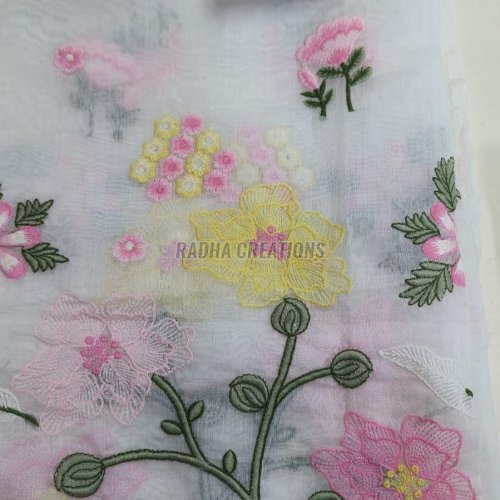 Off White Floral Embroidery Fabric Off White Floral Embroidery Fabric