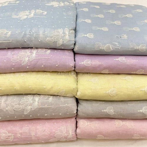 Pastel Floral Buti Embroidery Fabric