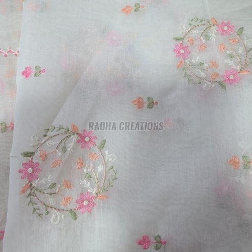 Pastel Floral Ring Embroidery Fabric