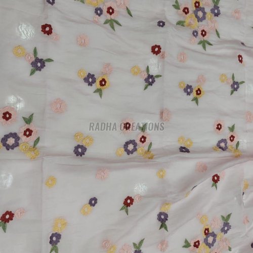 Pastel Multicolor Floral Bunch Embroidery Fabric