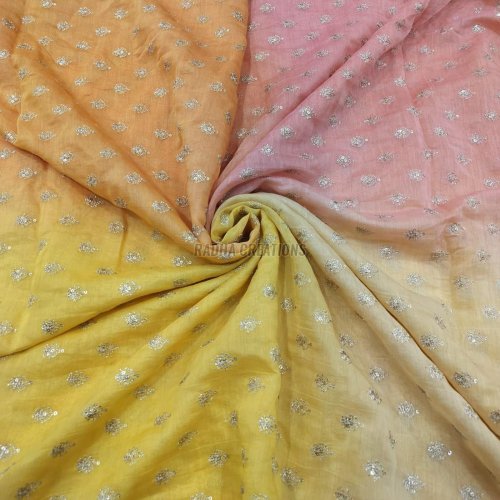 Pastel Silver Sequin Buti Fabric
