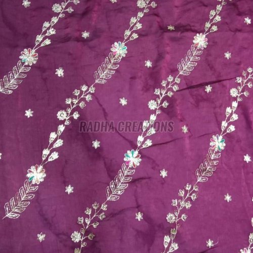 Royal Wine Diagonal Floral Embroidered Designer Fabric