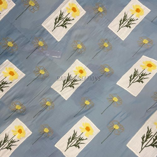 Teal Floral Frame Panel Fabric
