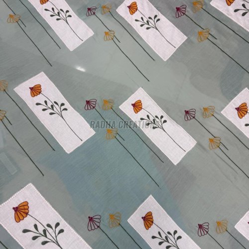 Teal Tulip Frame Floral Fabric Teal Tulip Frame Floral Fabric