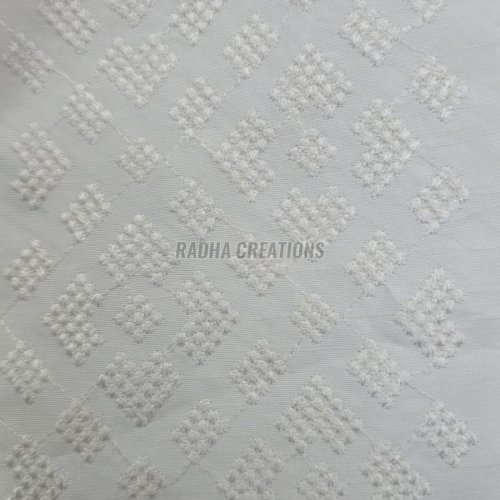 White Geometric Embroidery Fabric