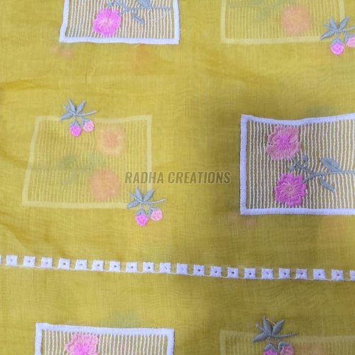 Yellow Floral Box Pattern Embroidery Fabric Yellow Floral Box Pattern Embroidery Fabric