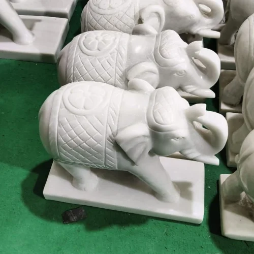 White Marble Elephant Statue