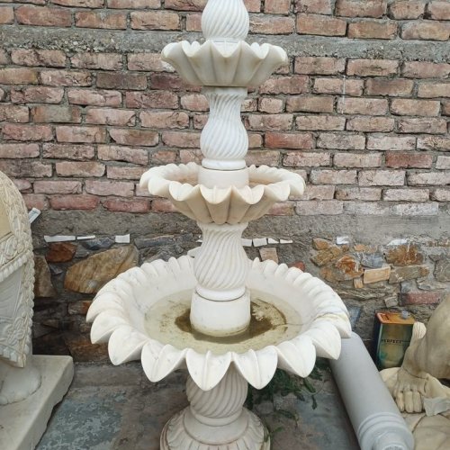 3 Tier White Marble Garden Water Fountain