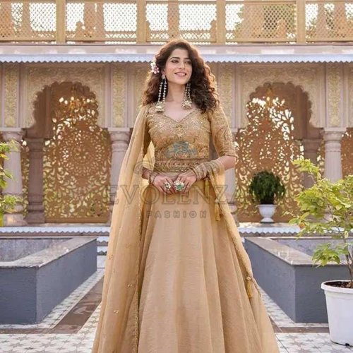 Beige Embroidered Bridal Lehenga Choli