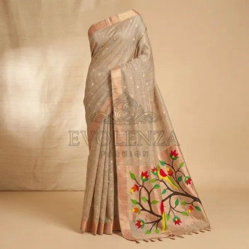Beige Mugdha Paithani Cotton Saree